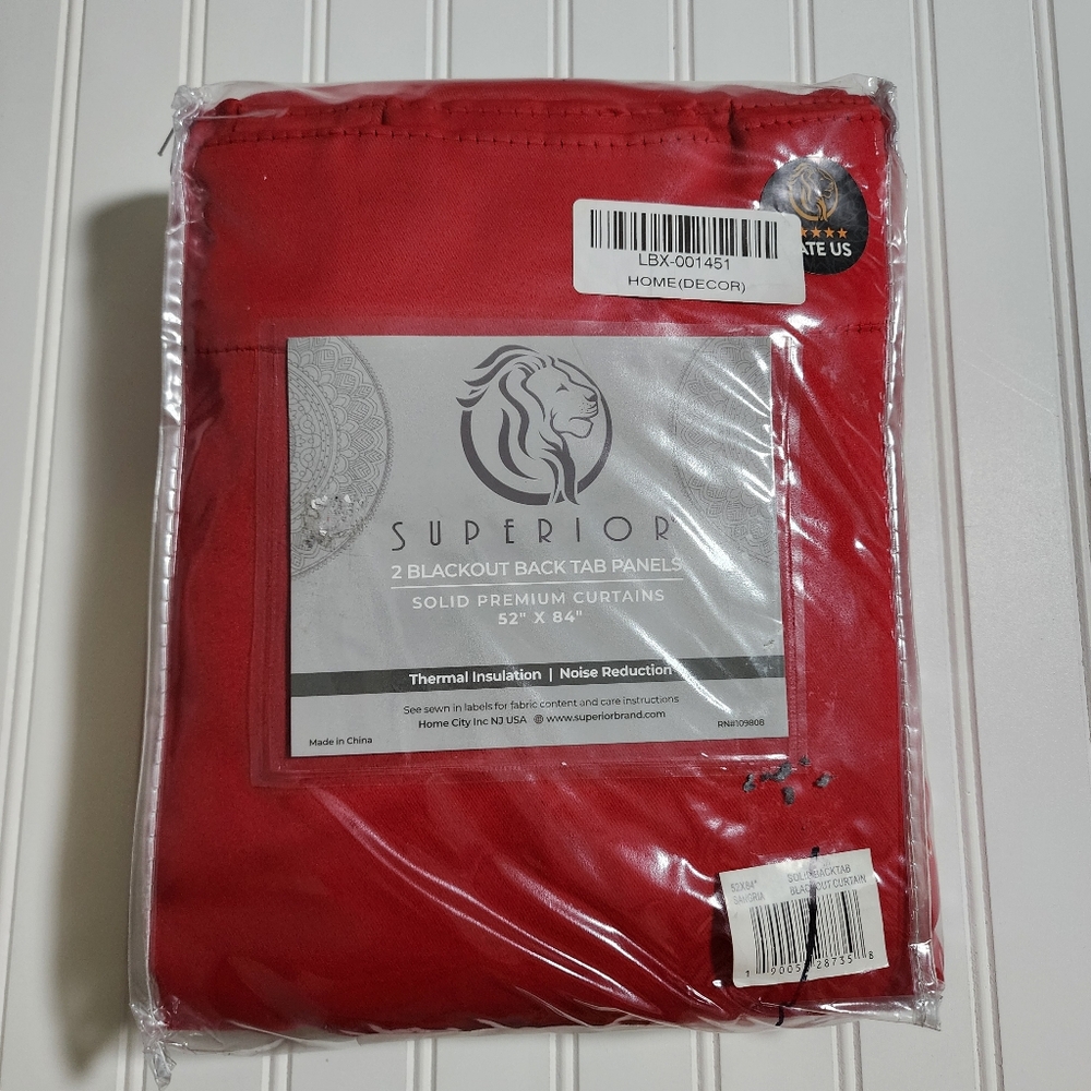 Blackout Curtains 52 X 84 Back Tab Panel Set Solid Sangria Red Set Superior NEW
